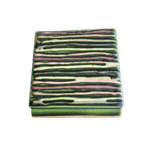 Vintage The Bennetts California Art Pottery Green Rag Rug # 404 MCM Vase Signed